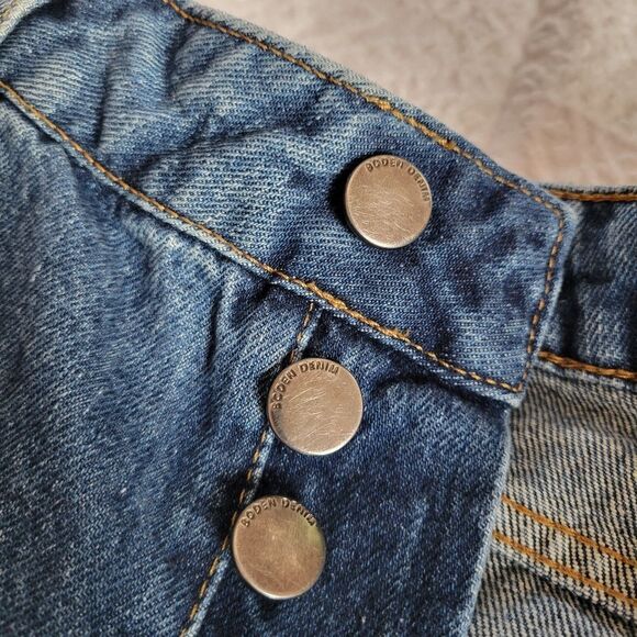 Boden Straight Leg Blue Button-Fly Jeans Raw Hem 8 - Picture 8 of 11